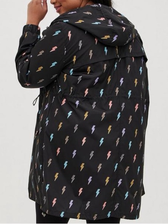 torrid Jackets & Blazers - Torrid Lightning Bolt Hooded Rain Jacket Windbreaker Black Multicolor Size 2